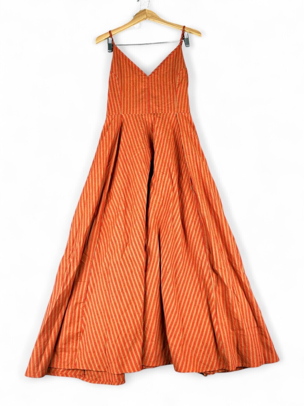 Vici Rust Diagonal Stripe Spaghetti Strap Maxi Dress L